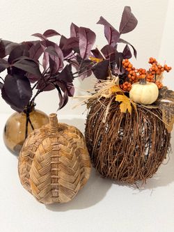 Thanksgiving Fall Decorative Pumpkin Set of Three