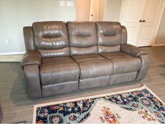 3-Seat Reclining Leather Sofa — Comfortable & Spacious 85” x 54” x 42”