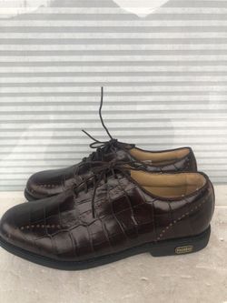 FootJoy 99238 Women’s Dark Brown Croc-Embossed Oxfords Shoes Size 7M