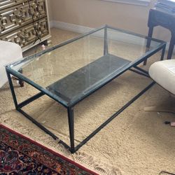 Glass Coffee Table With Black Marble Bottom