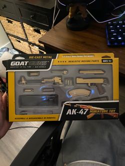 GoatGuns Miniature AK 47 Model Gold | 1:3 Scale Diecast Metal Build Kit