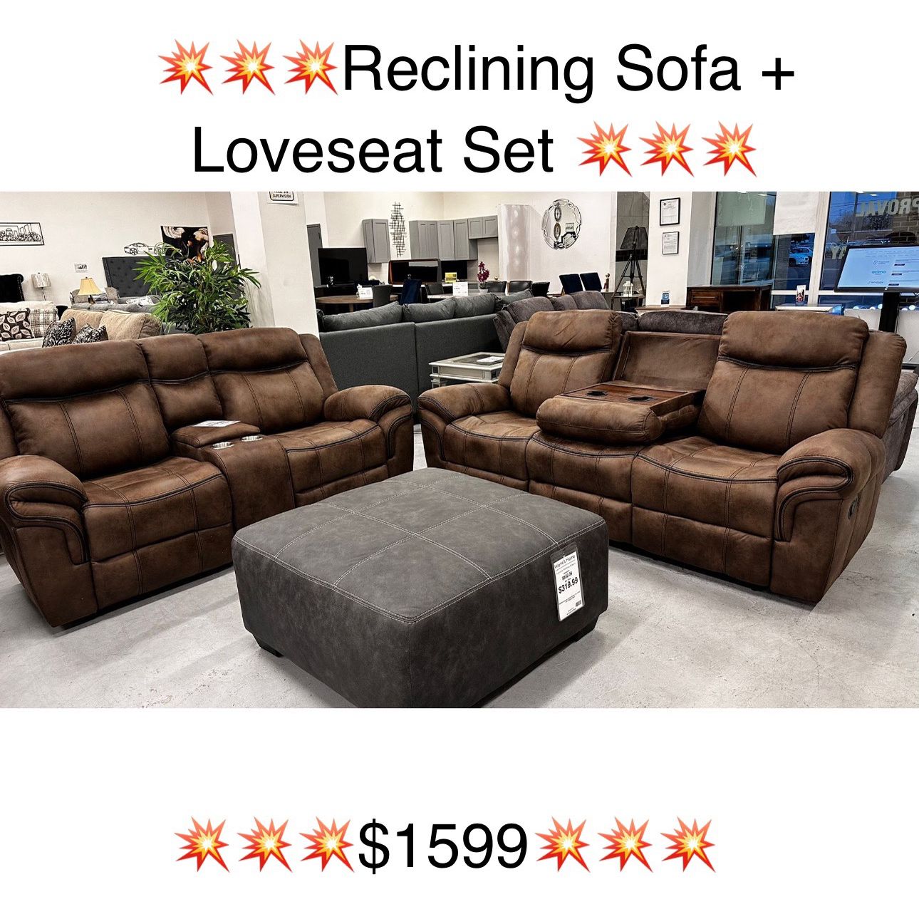 💥💥💥 $39 Down with easy financing gets this Brand New Furniture of America Reclining Sofa and Loveseat Set,  cash price is only $1599💥💥💥🇺🇸🇺🇸