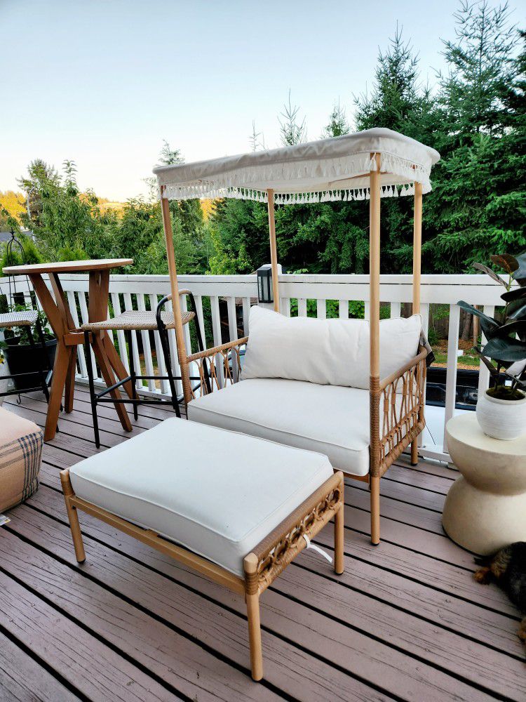 Outdoor Canopy Chair & Ottoman Patio Furniture