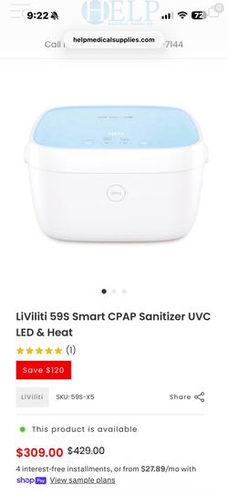 Brand New LiViliti 59S Smart CPAP Sanitizer UVC
