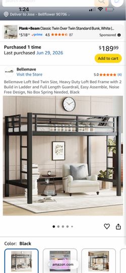 Loft twin bed frame