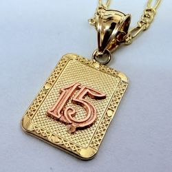 14K 2-Tone Gold “15” Charm
