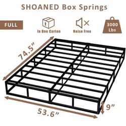 Brand New Metal Box Spring W/cover, Full Size, 9” High Profile Heavy Duty Black. Russell/Boulder Area