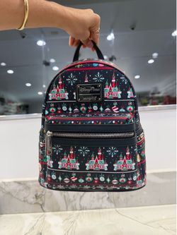 Disney Parks Loungefly Mickey Holiday Mini Backpack Christmas Ugly Sweater 2026