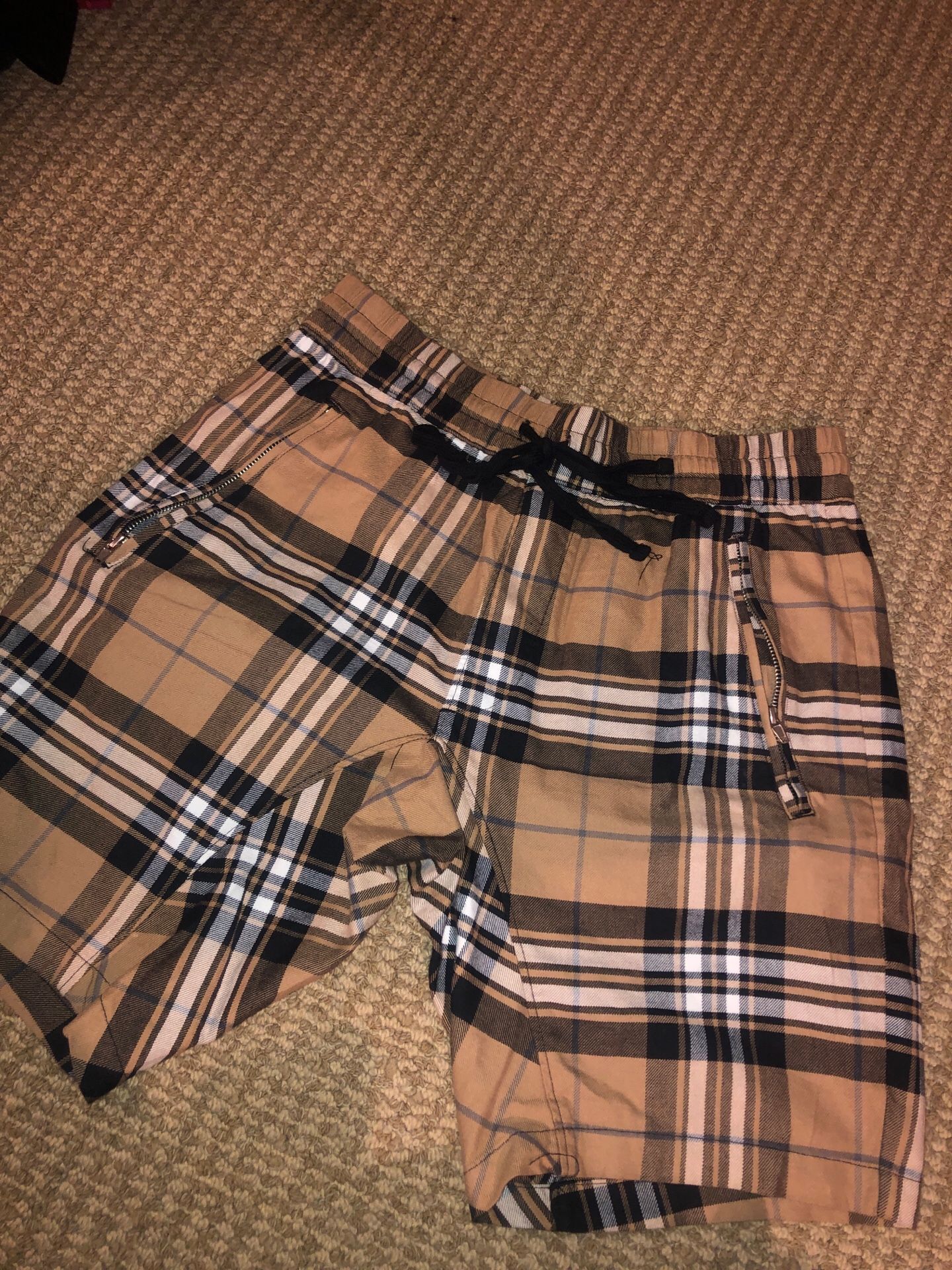 Pacsun Burberry Designer Style Shorts Size Small Elastic Zippers