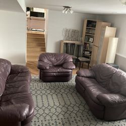 Italian Leather Couch Set 