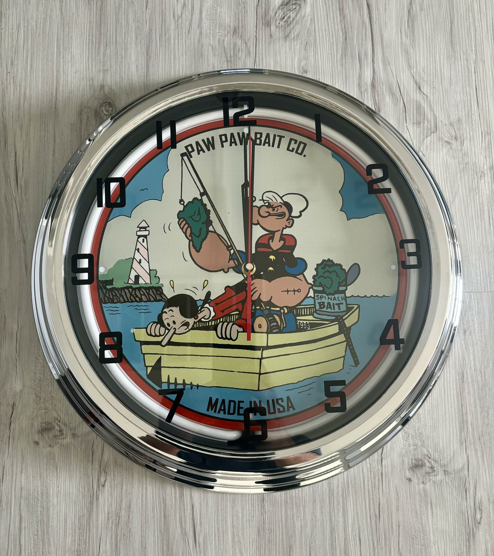 Paw Paw Bait Co Blue Neon Clock