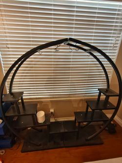 Black Metal Arch Plant Stand with Shelves