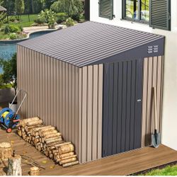 New in Box 8' x 6' Outdoor Storage Shed Side Sheds&Outdoor Storage Storage Shed with Door & Lock