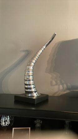 Abstract Metal Silver Cast Twisted Sculpture On Wooden Base!