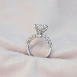 2 Carat Sterling Silver Moissanite Engagement Ring