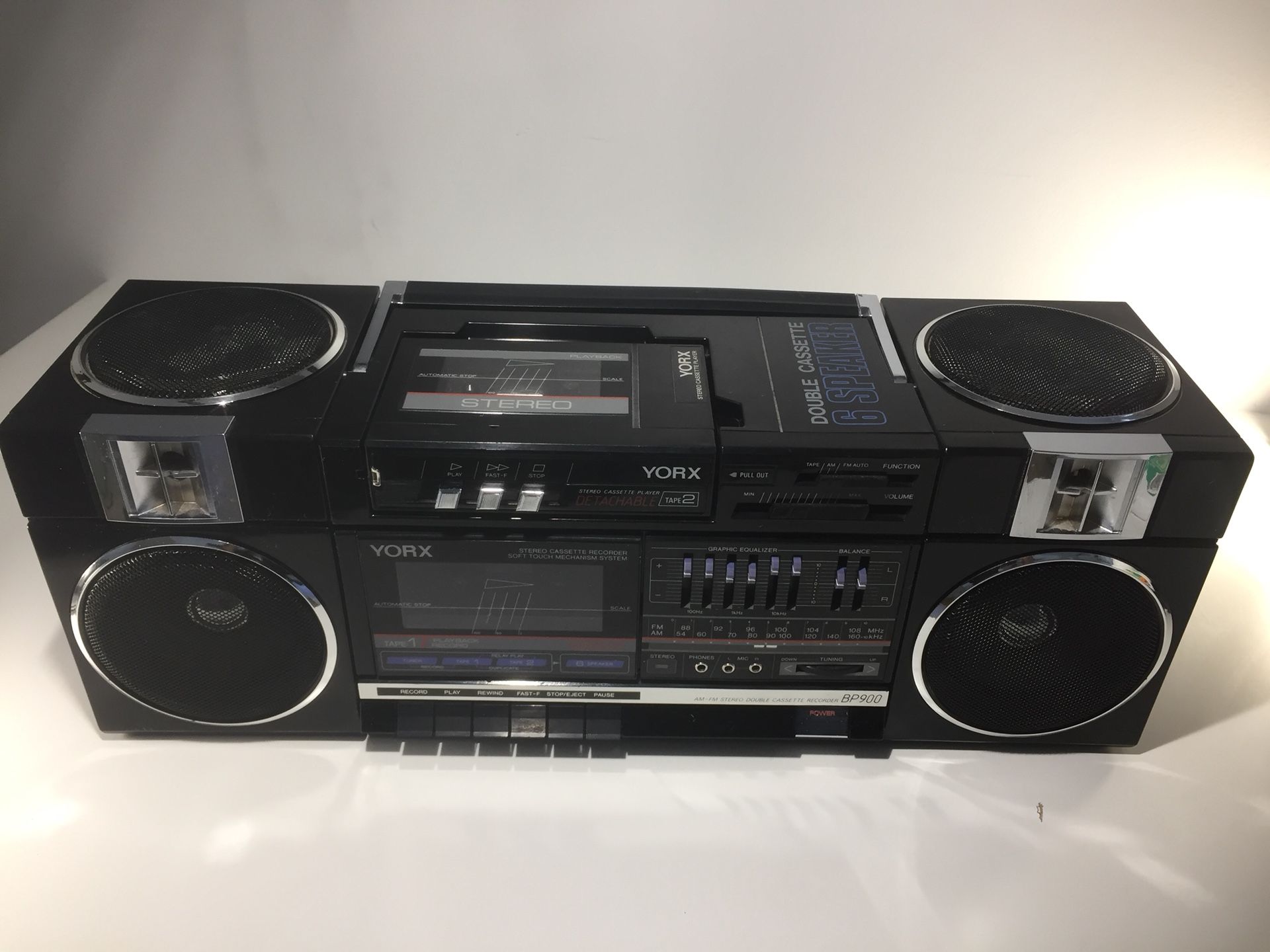 Vintage Yorx BP900 Double Cassette Player Boom Box - Detachable Walkman Rare