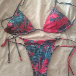 Shein Electric Pink And Turquoise Two Piece Bikini 👙