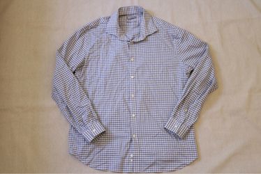 Michael Kors Men's XL Slim Fit Stretch Blue Gingham Check Long Sleeve Shirt EUC