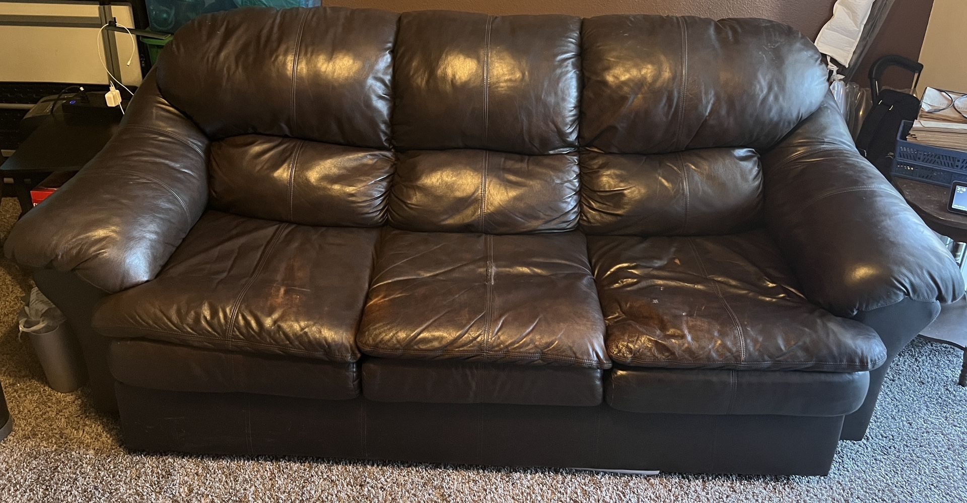 Genuine leather 3 seat sofa