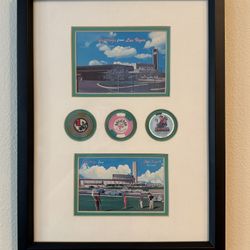 Vintage Hacienda Casino & Hotel Framed 2 Post Cards & 3 Poker Chips Collectible