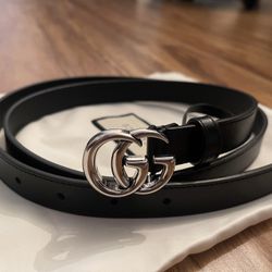 Black Thin Gucci Marmont Belt