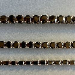 3 Black Stoned Bracelets Set In Sterling Silver - Individually Priced