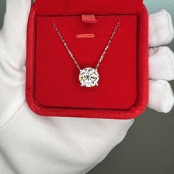 5.0ct Moissanite Solitaire Pendant Necklace 925 Silver D Color GRA Certified Passes Diamond Tester A