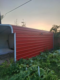 20'x20' Outdoor metal Carport, Heavy-Duty Steel color red