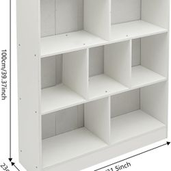 NEW Bookcase 7-Cube Shelf, Open Bookcase w/Base, Home Office Display Organizer