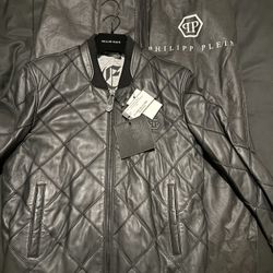 Philipp Plein Quilted Leather Bomber Jacket