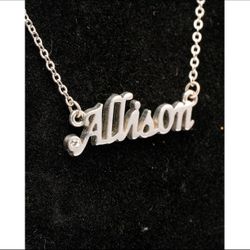 Allison nametag silver decorative necklace with rhinestone