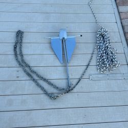 Heavy Duty Steel Anchor Excellent Condition With Chain 