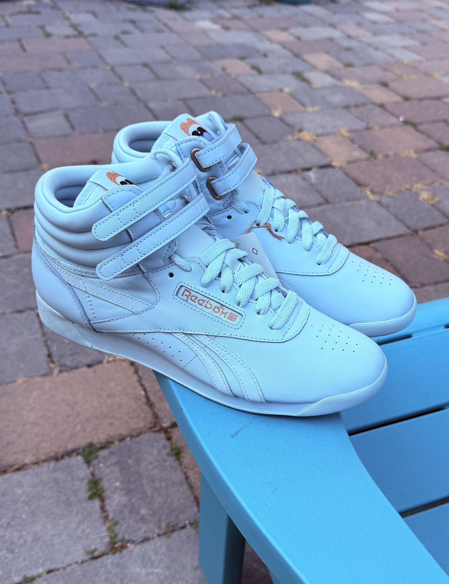 Women's Reebok Freestyle Hi Cardi B Glass Blue Athletic Sneakers US Size 10 NWT