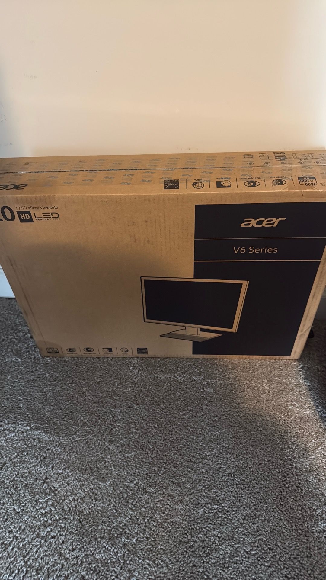2 Acer Monitors 19.5 LED one new factory Sealed one New open box but never used