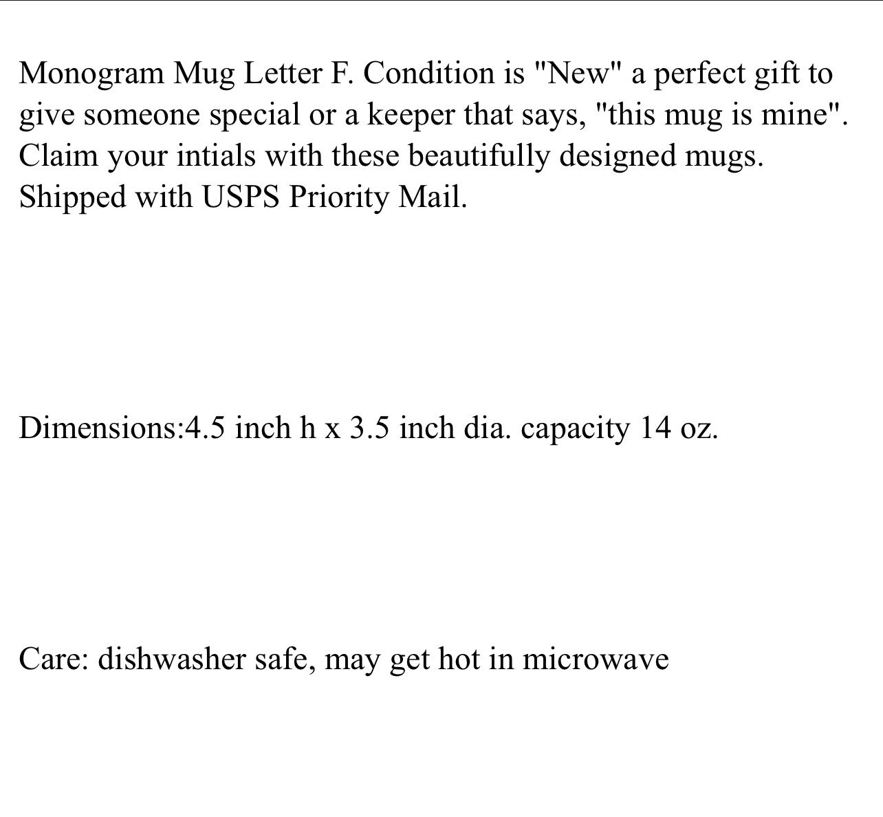 New Monogram Mug Letter F