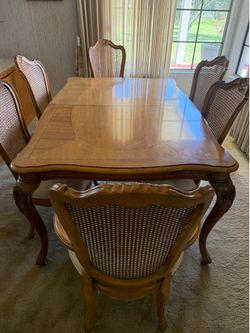 Light Solid Wood Dining Set with 6 Chairs