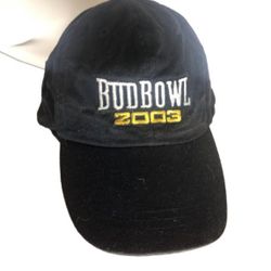 Vintage 2003 Bud Bowl Black Baseball Cap Hat Unisex Adjustable