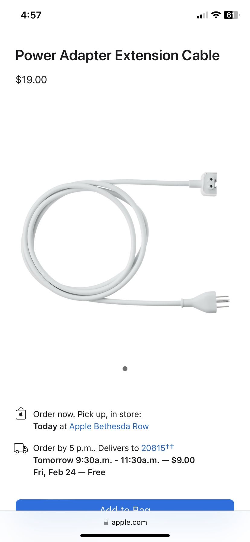 Apple Power Adapter Extension Cable