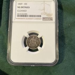 1849 Sitting Liberty Dime NGC Certified VG 10