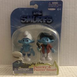2011 JAKKS The Smurfs Figures Panicky & Painter Grab 'Ems, 2-Pack New