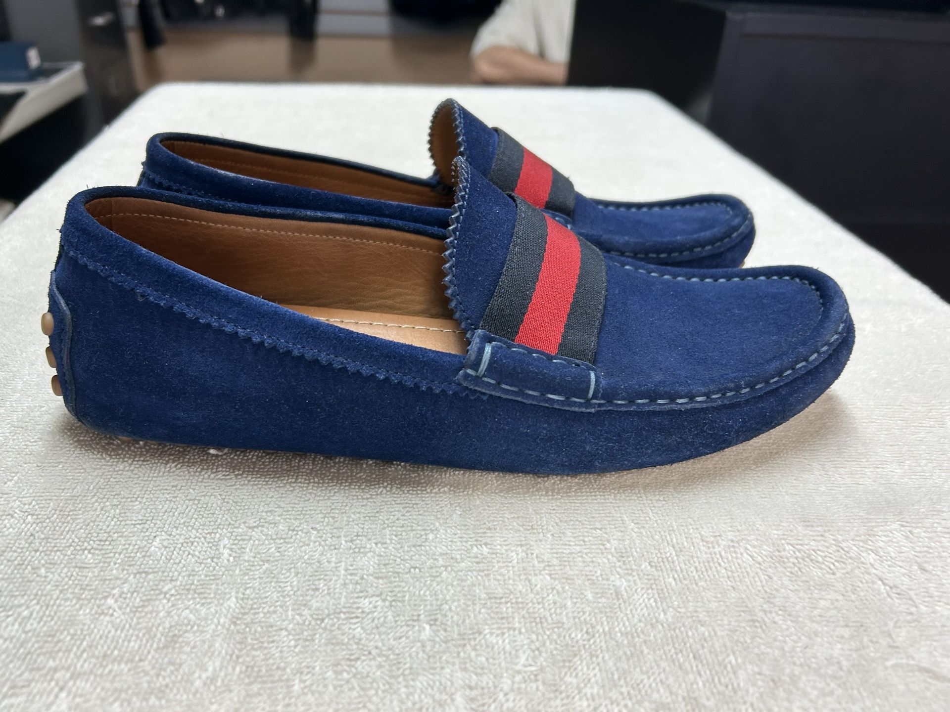Gucci Blue Suede Loafers Shoes Drivers SZ 8
