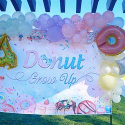 Donut themed birthday party banner  used 