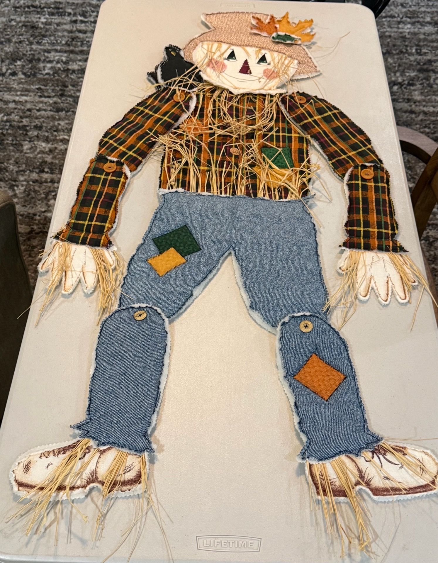 Cloth Scarecrow Wall Hanging (43” Long)