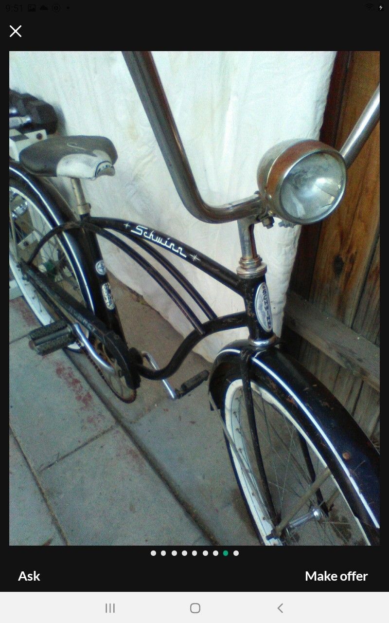 1963 Schwinn Hornet (All Original) Black Paint With White Pinstripes on Fenders.