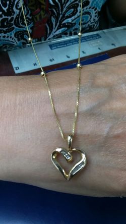 10k Gold heart with diamonds $85 10k gold chain 20 inch long $85