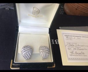 De OrO 18K White Gold Earings w 192 Diamonds 2.2 cts