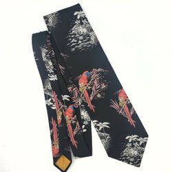 Vintage BRITTANIA Macaw Parrot Exotic Bird Necktie Gorgoeus Tie