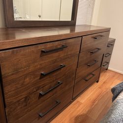 Large Dresser w/ Mirror and Nightstand w/ Drawers