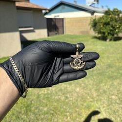 Gold Jesus Anchor Pendant