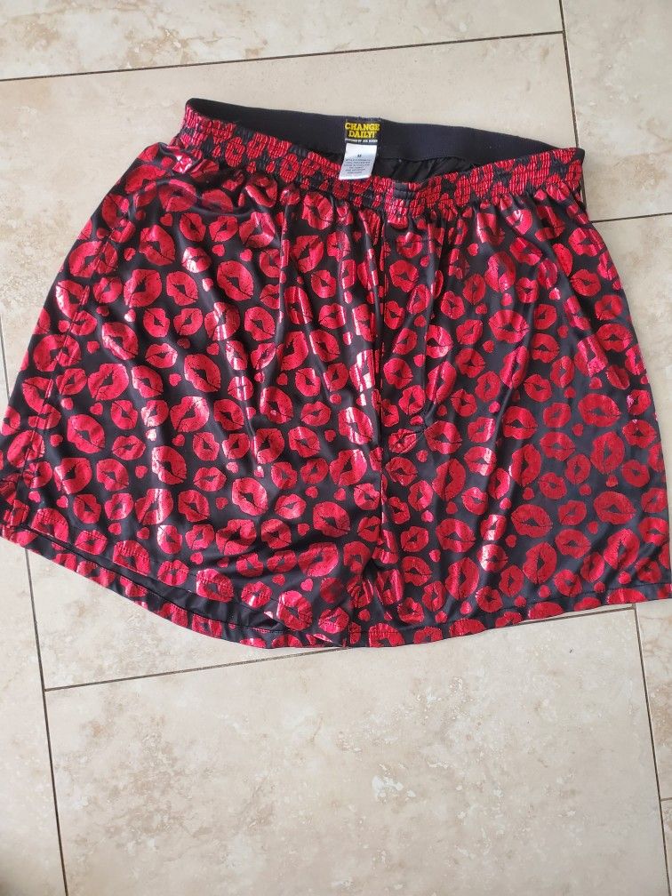 Black With Red Lips Womans Boxers M